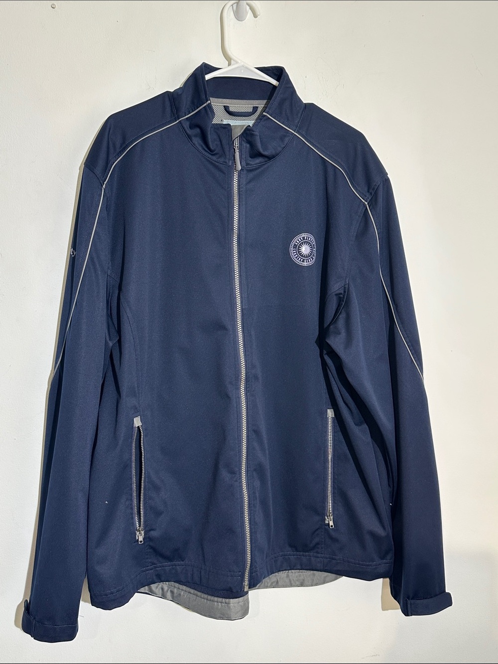 Men's Navy Lightweight Full-Zip Shirt Jacket with Contrast Piping